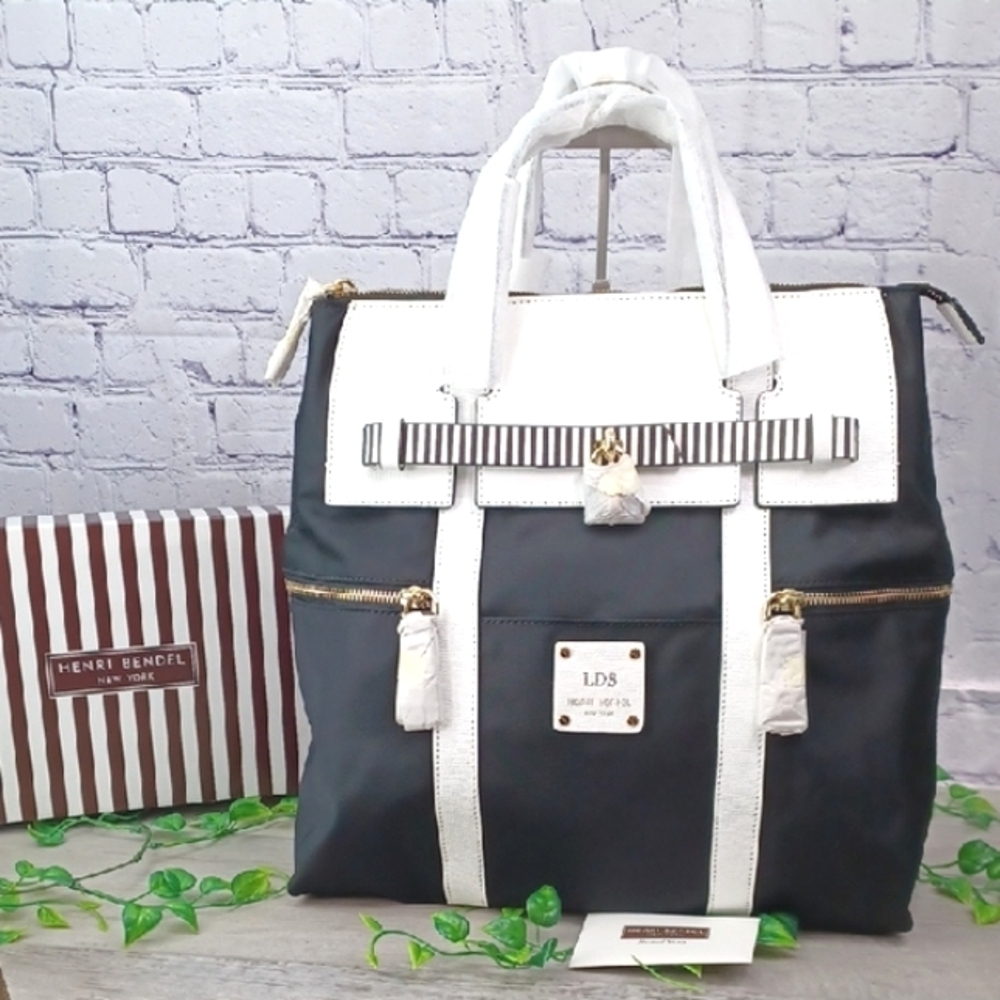 Henri Bendel Jetsetter Convertible Backpack Centennial Stripe NEW - Picture 2 of 13